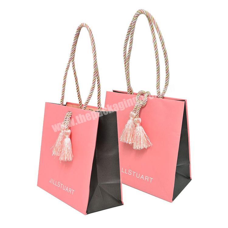 Custom logo printing Small mini pink thank you paper shopping gift bag Luxury thank you gift in a bag for wedding guests