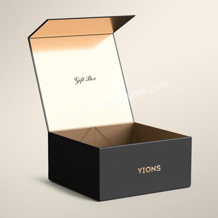Custom logo printing cardboard original magnectic gold and black gift box