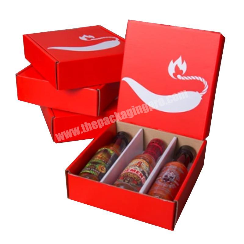 Custom logo printing paper cardboard empty hot sauce packaging box