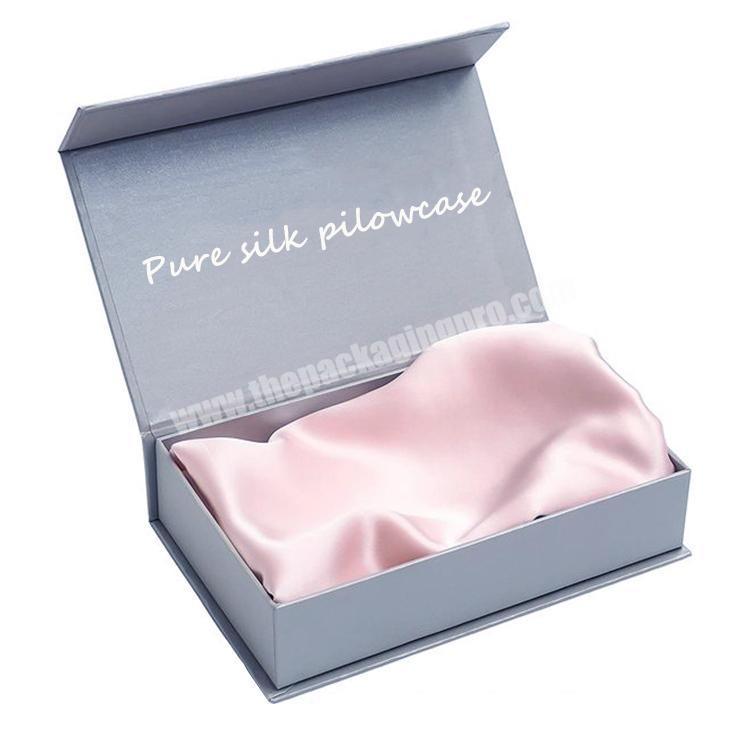 Custom logo printing paper pillow case gift box luxury magnetic satin silk pillowcase box packaging