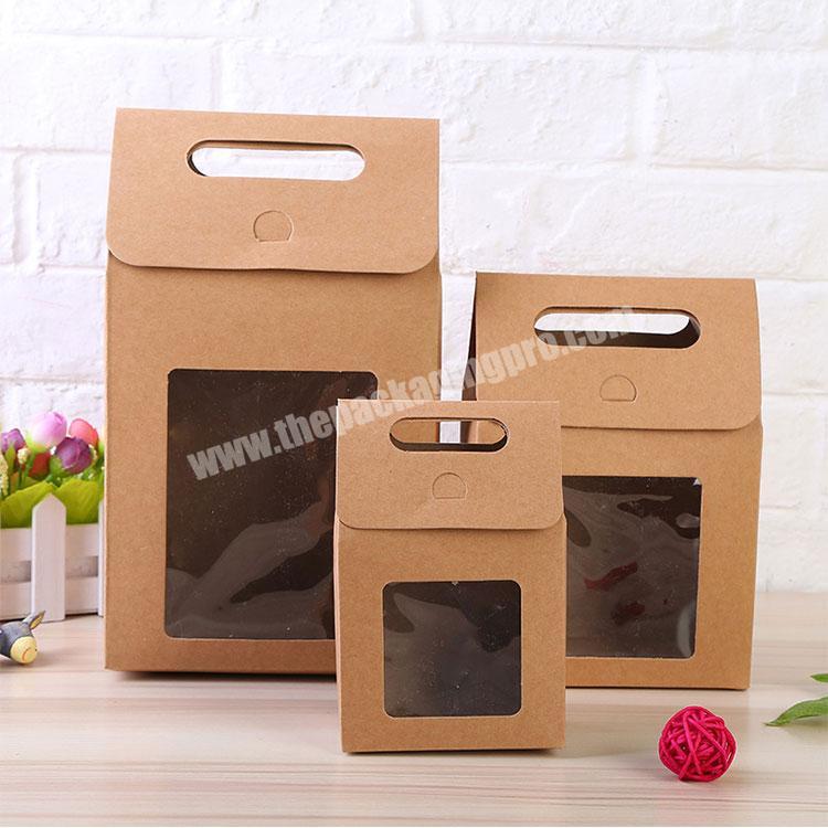 Custom logo reuseable folding portable large square shopping paper bags with window