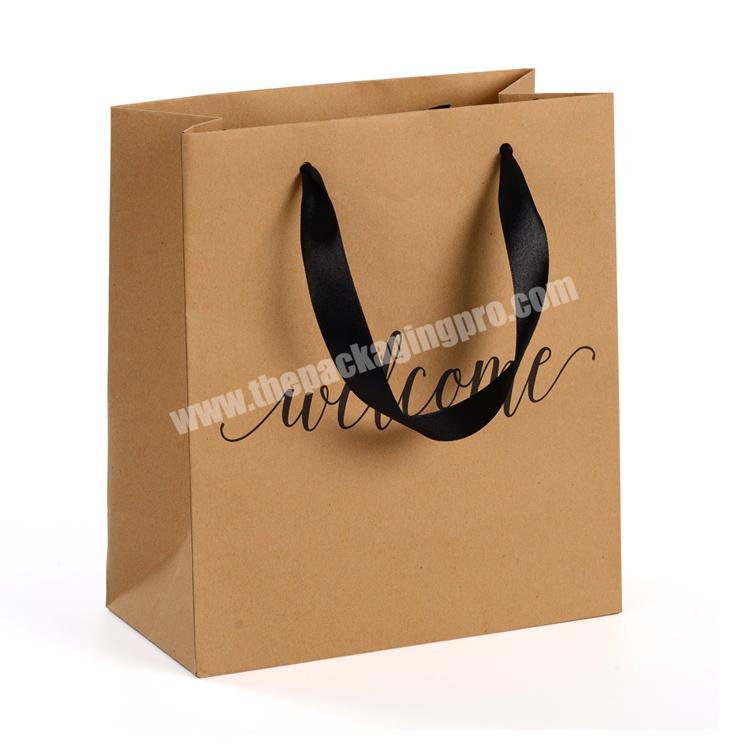 Custom logo sac en papier personnalis Foldable brown craft shopping paper bag manufacturers