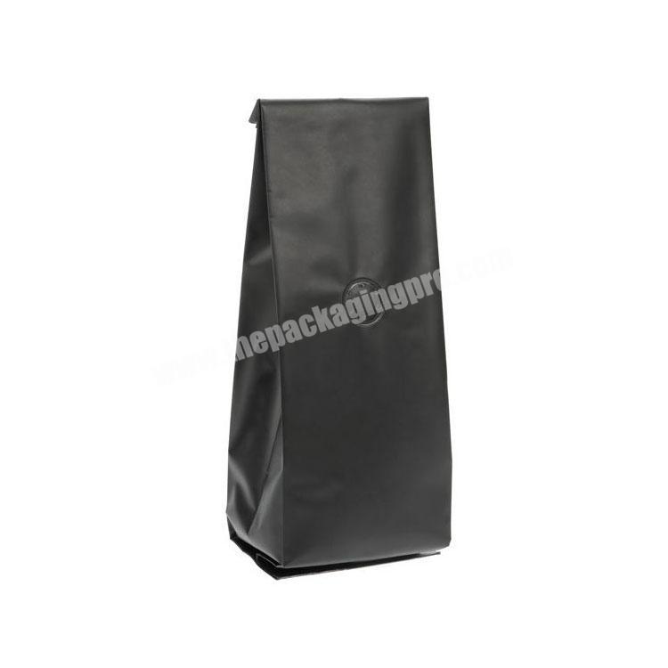 Custom printed biodegradable zipper food grade paper Matte Black Coffee Bags w/ Valve for nuts