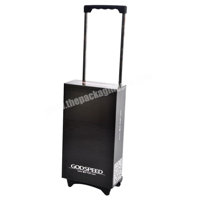 Custom printed collapsible storage trolley with wheels custom size retractable wheel trolley carton box
