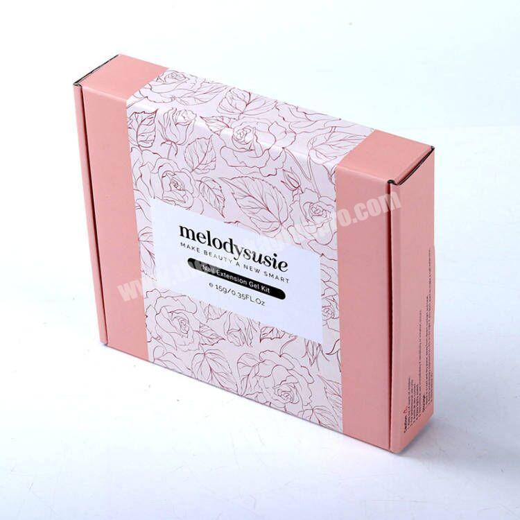 Custom printed corrugated paper nail extension gel set packaging colored airplane box nails art kit mailer shipping box
