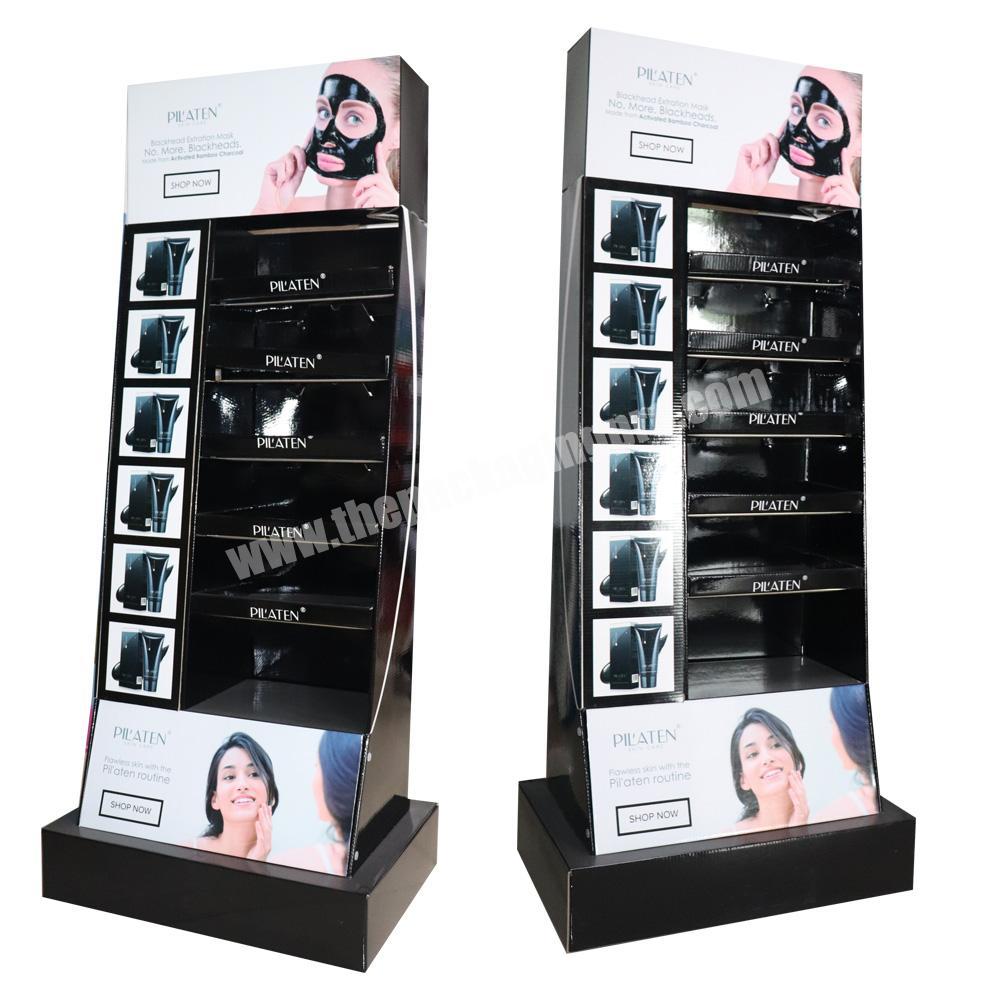 Custom printed exquisite cosmetic rack display shelving makeup display stand cardboard