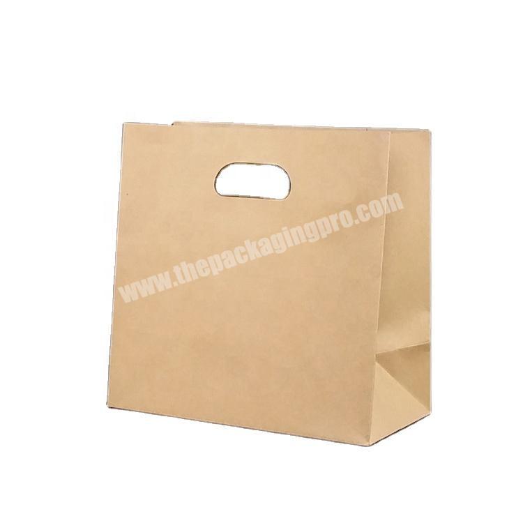 Custom printed logo kraft paper bag with die cut handles
