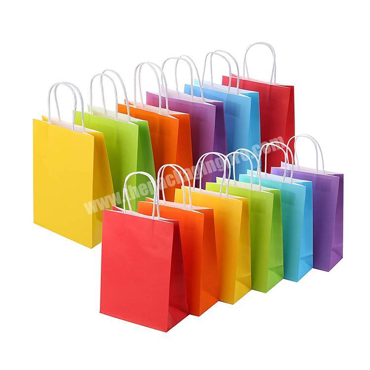 Custom printed luxury rainbow logo kraft party favor craft shopping paper gift shopping bag