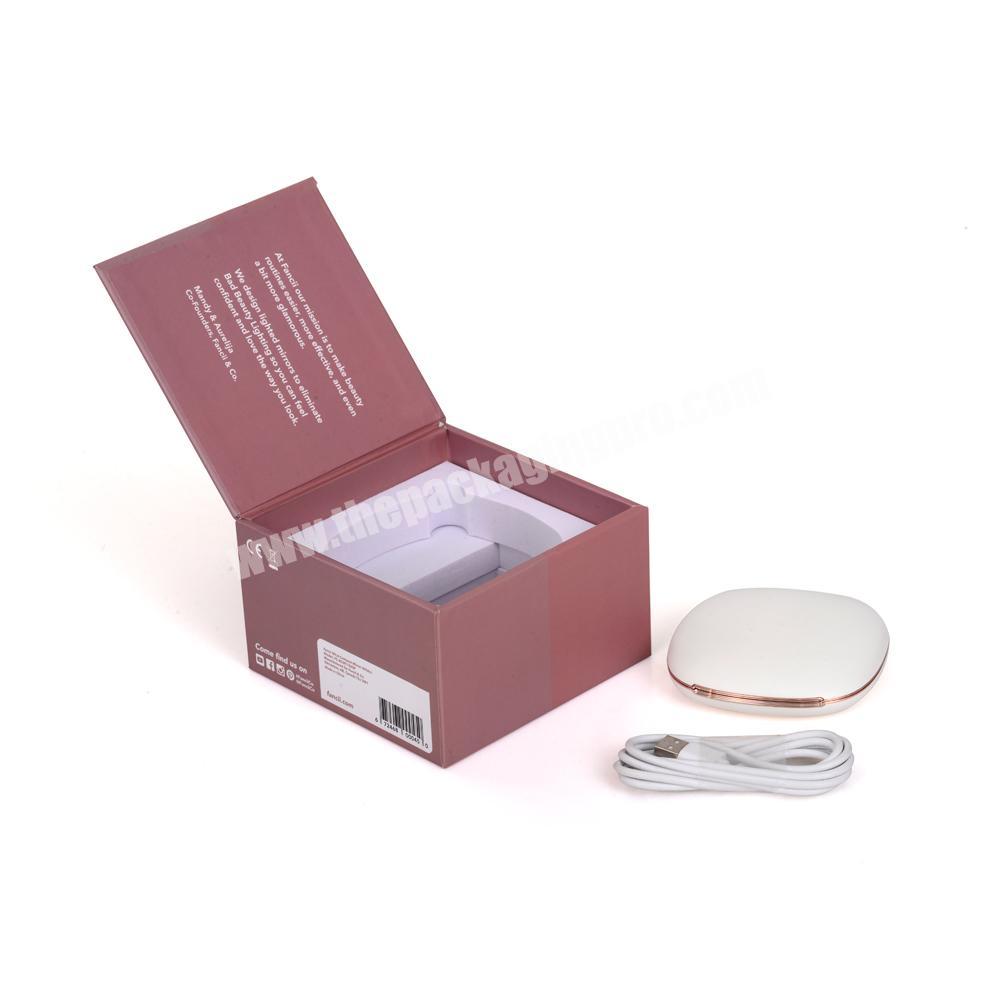 Custom printing cardboard mini square box pink cosmetic Makeup Mirror packaging Box