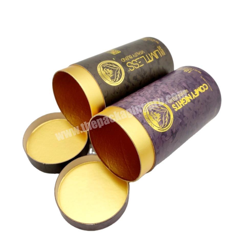 Factory manufacture wine paper tube custom whiskey paper tube packaging paper tube for dropper bottle with gold card paper