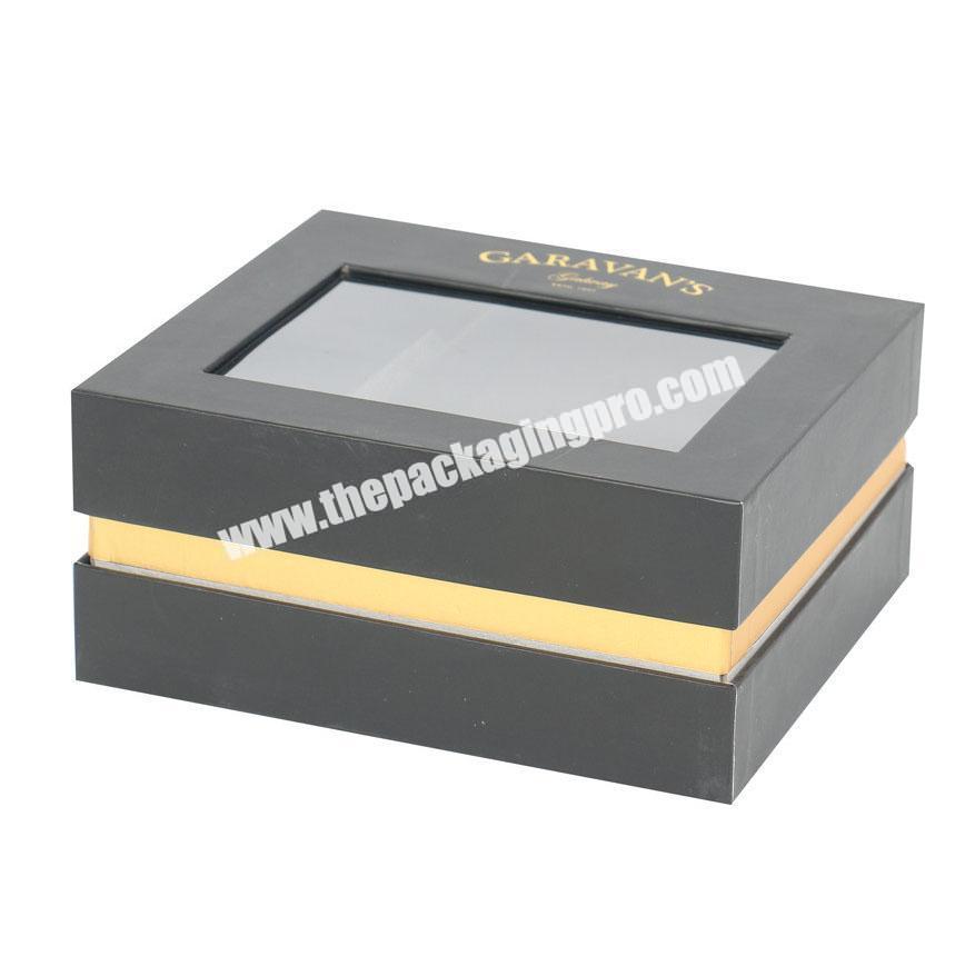 Custom printing rigid paper packaging base and lid box with clear window