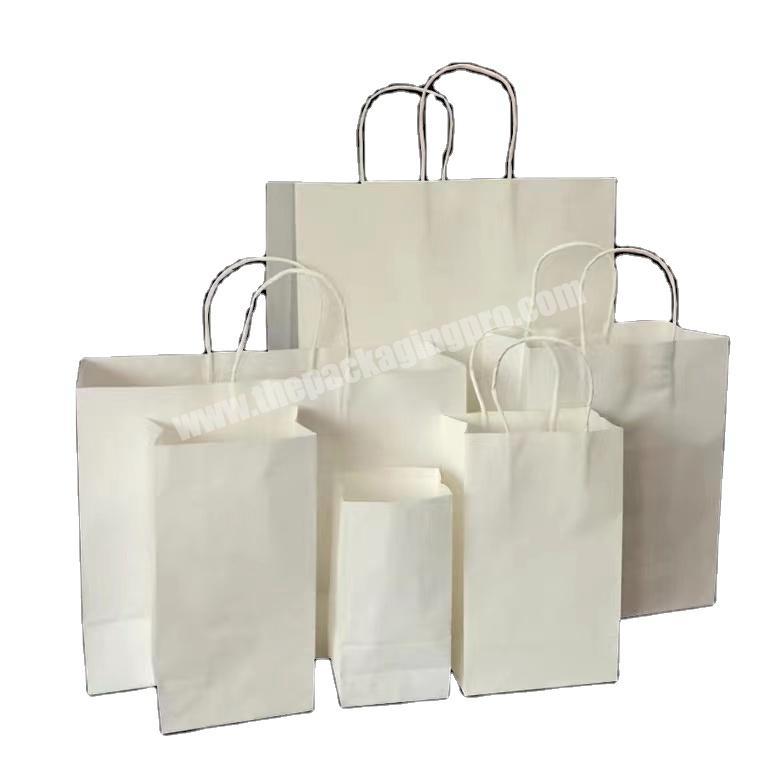 Custom recycled white kraft paper bags food bakery packaging coffee take away bags