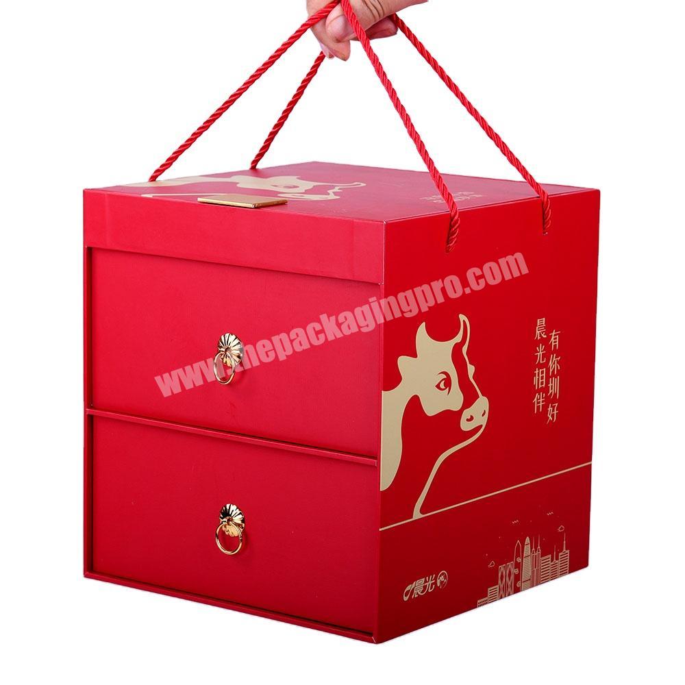 Custom red wedding favor bakery food rigid drawer box packaging luxury candy cookies cardboard gift box packaging