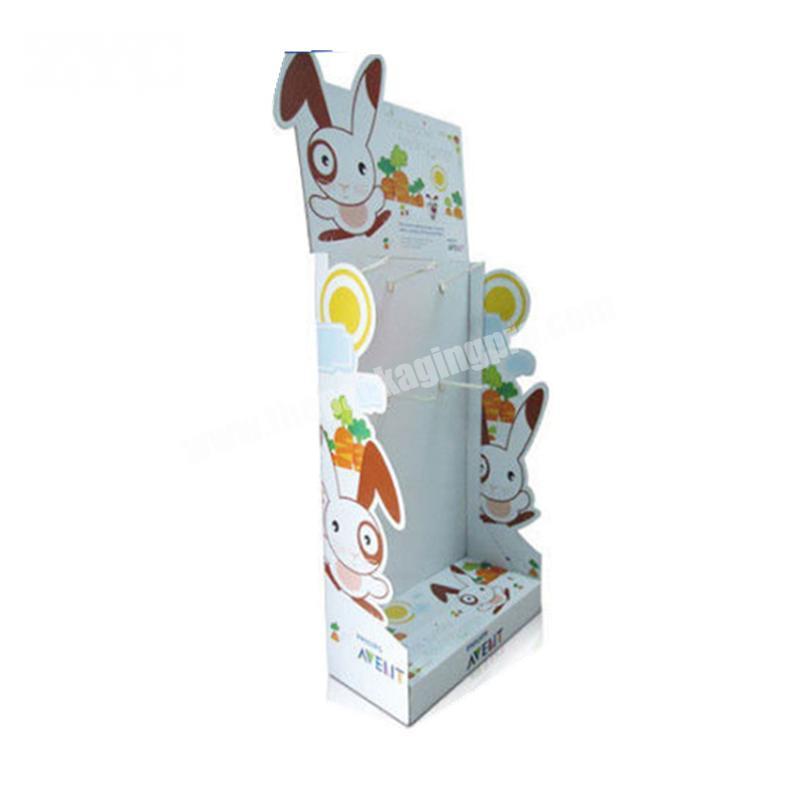 Customized Corrugated POP Cardboard Peg Counter Display with Plastic Hook