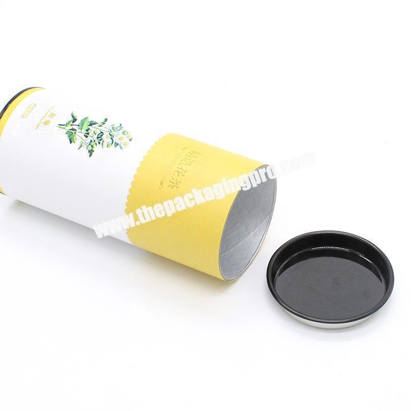 Metal lids food paper tube for tea package round tube coffee cup kraft box paper tube package with aluminum foil