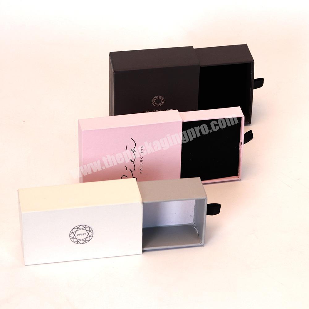 Customized Logo Drawer Style Fancy Matte Black UV Cardboard Match Gift Box