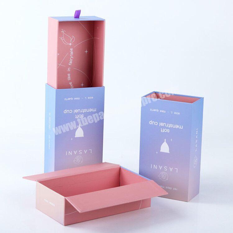 Customized Luxury  Logo Sliding Drawer Gift Paper Box For Menstrual Cup Packaging