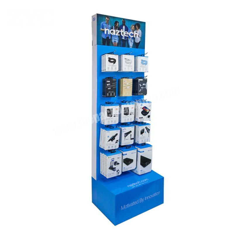 Customized POP Advertising Cell Phone Accessory Cardboard Hook Display Rack
