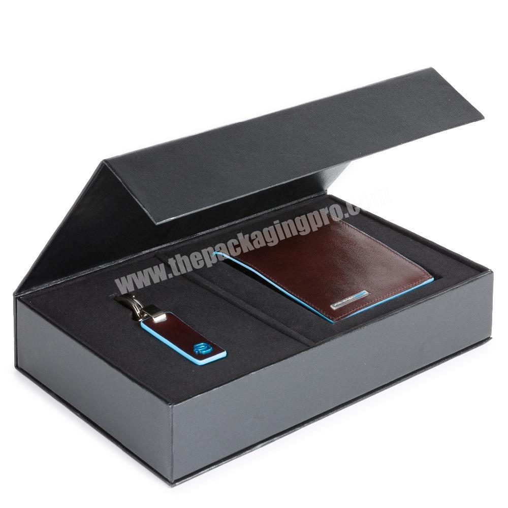 Customized Paper Magnet Cover Wallet Packaging Box With Foam Insert