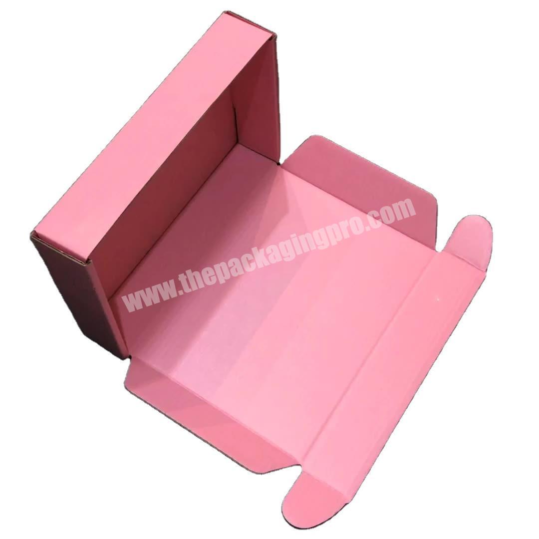 Customized Pink Corrugated Mail Shipping Box Clothing Cosmetic Eyelash Packaging Box
