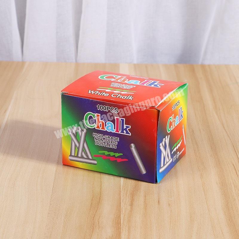 Customized Print Logo Teacher Writing Tool School Chalk Packaging Box  8x8x10 for Blackboard Colorful Chalk