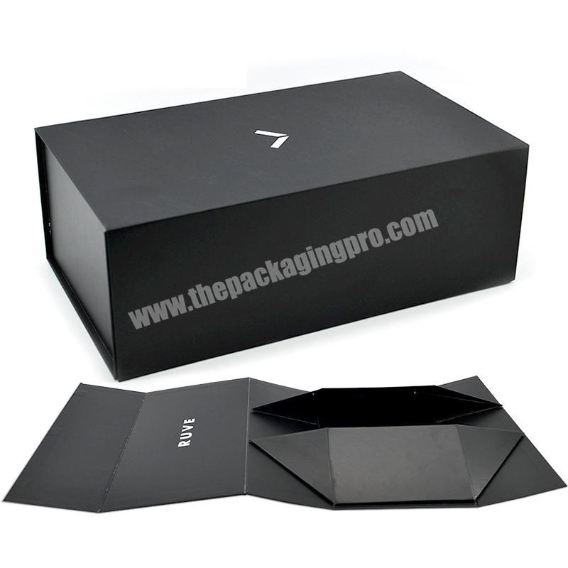 Customized Printed Luxury Paper Cardboard Folding Boxes with Logo Packaging Black Magnetic Gift Boxes