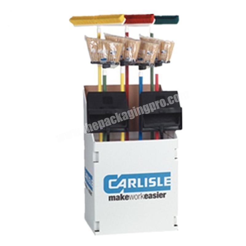 Customized Printing Broom Cardboard Display Stand for Retail Store