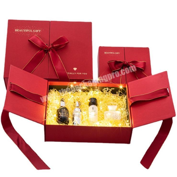 Customized Red Gift Bag and Gift Box Good Quality Exquisite Gift Box Paper Bag Set