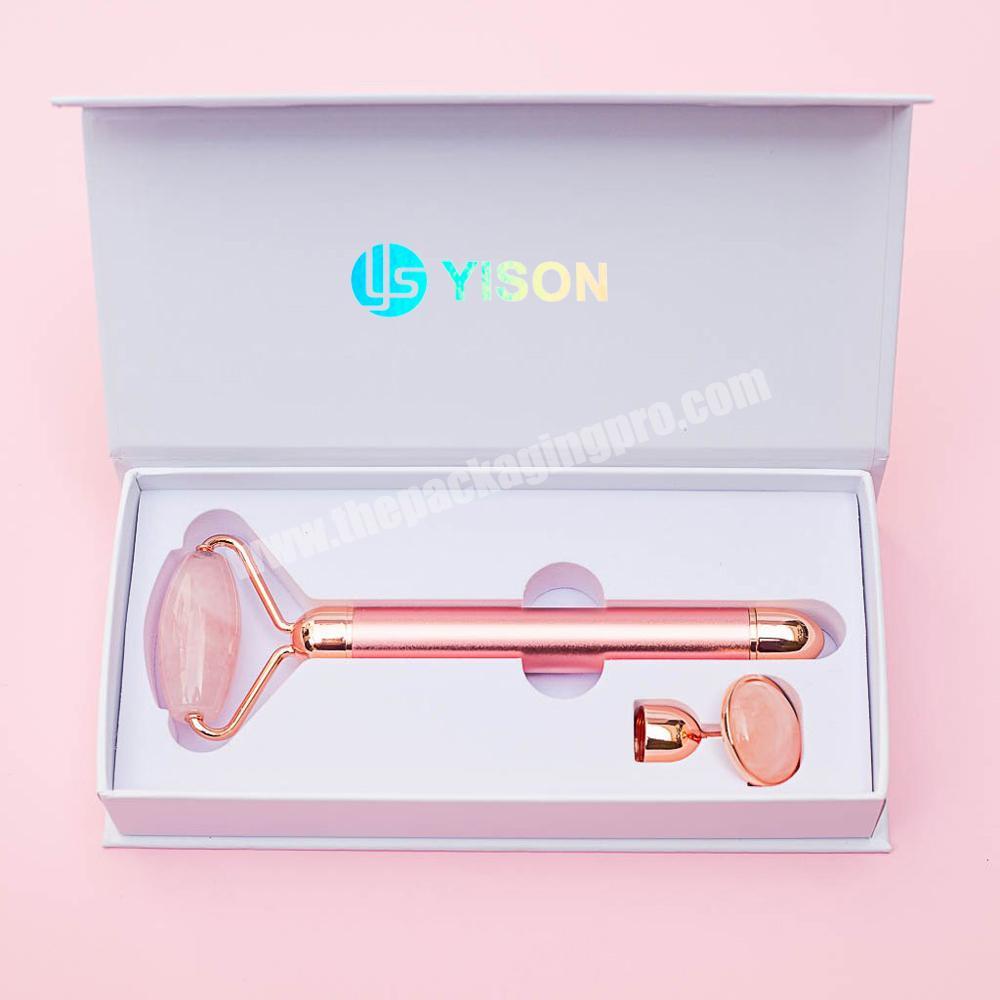 Customized box logo available jade facial gift roller gua sha packaging box for jade roller