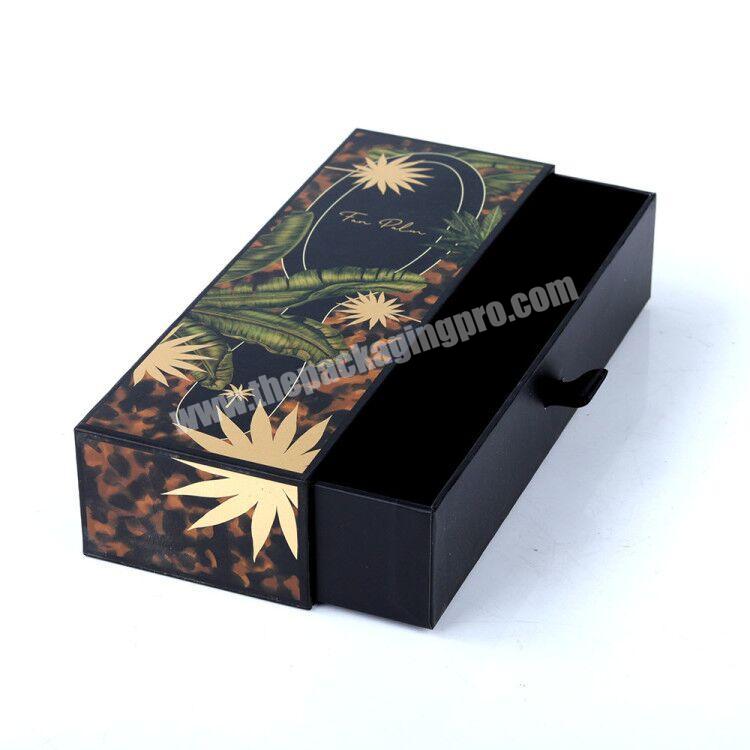 Customized fashion and personality pattern paper box with pull-out drawer custom black creative design and cool boxes