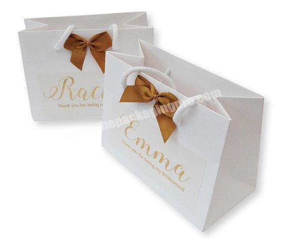 Customized gold logo cosmetic paper shopping bags for jewelry carrier