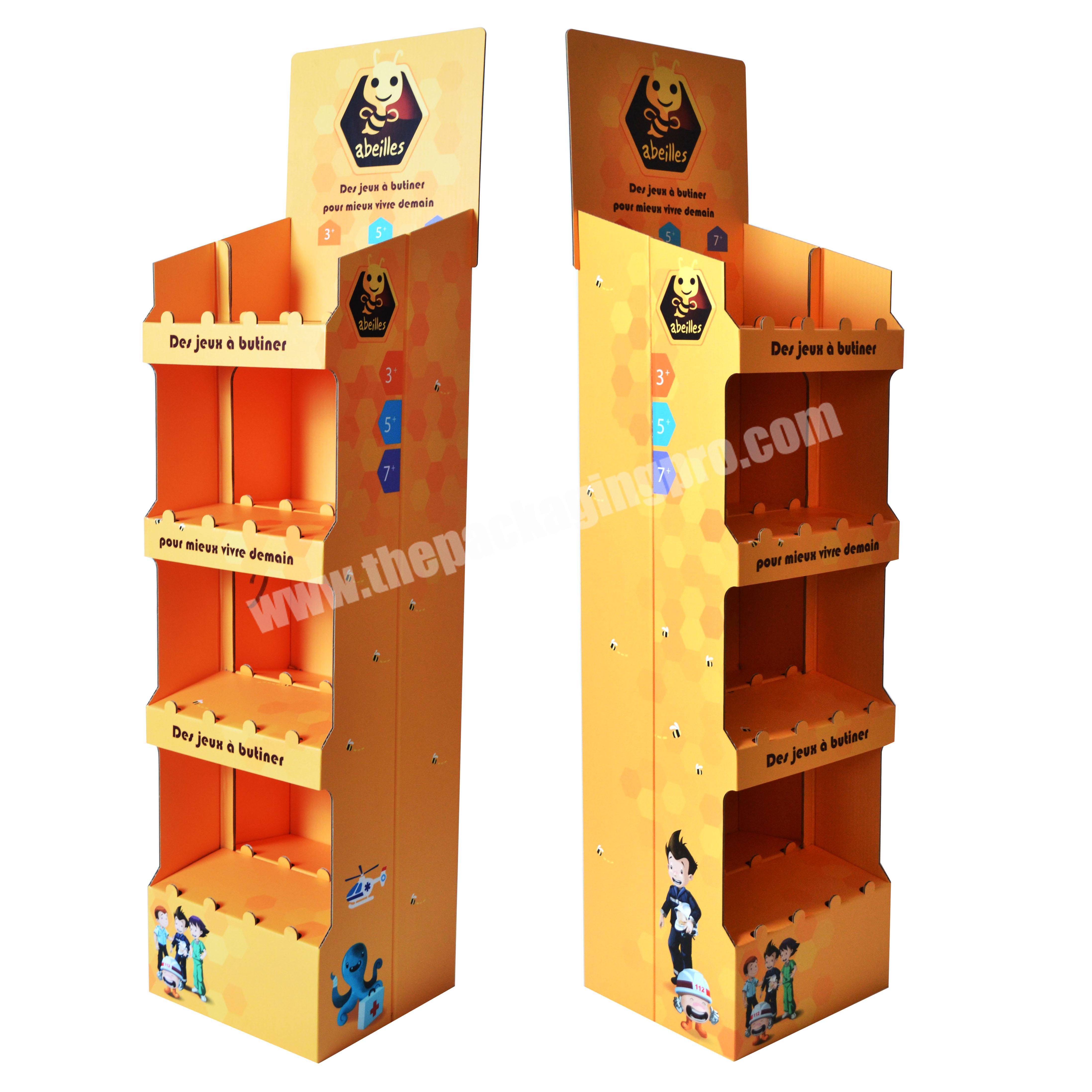 Customized pop up cardboard display stand for honey/beverage/ketchup