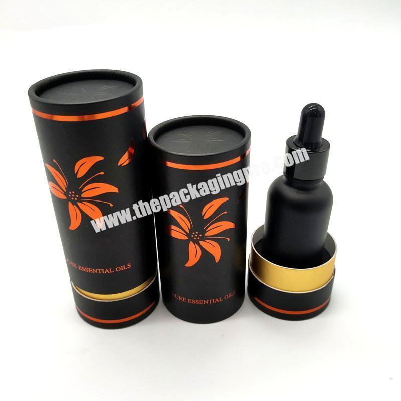 Customized size black paper tube packaging 30ml 50ml bottle cardboard paper tube packaging
