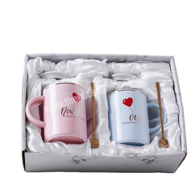 Customized unique design rigid kraft coffee mug storage set gift packaging box with lid set coffee mug with gift box mug box