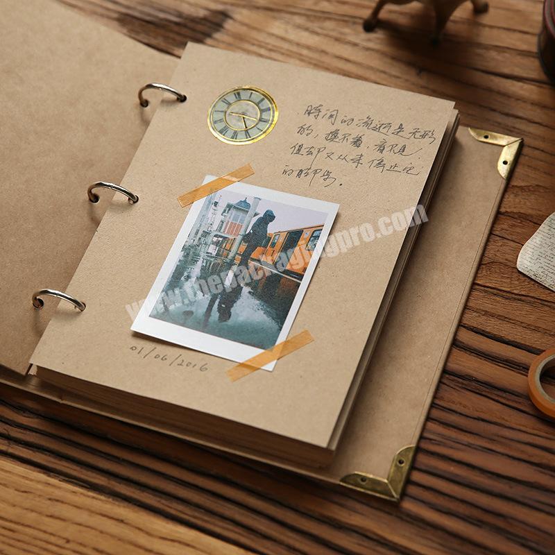 DIY retro students hardcover thick A5 loose-leaf blank kraft paper diary notebook