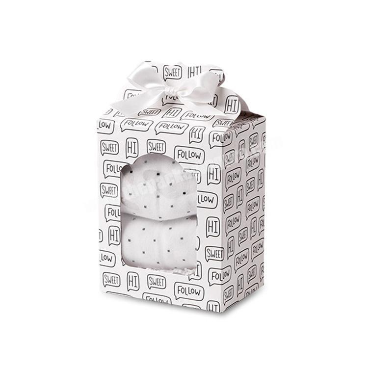 Display gift socks cardboard box paper christmas luxury clothing shirt packaging custom logo with clear pvc window ribbon