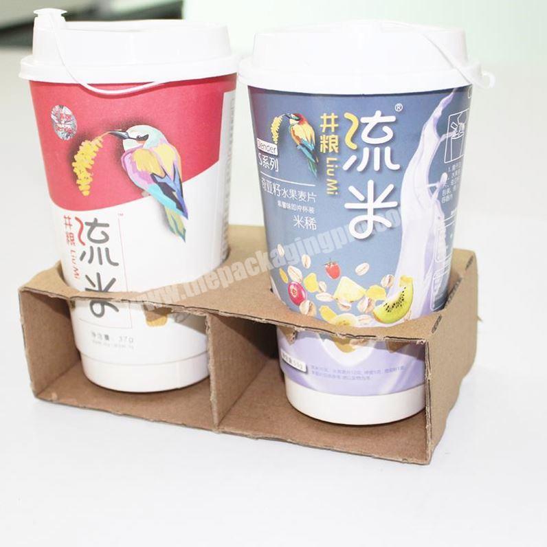 Disposable Beverage Kfrat Corrugated Tray, Coffee Cup Holder Paper Carrier for 2 Cups