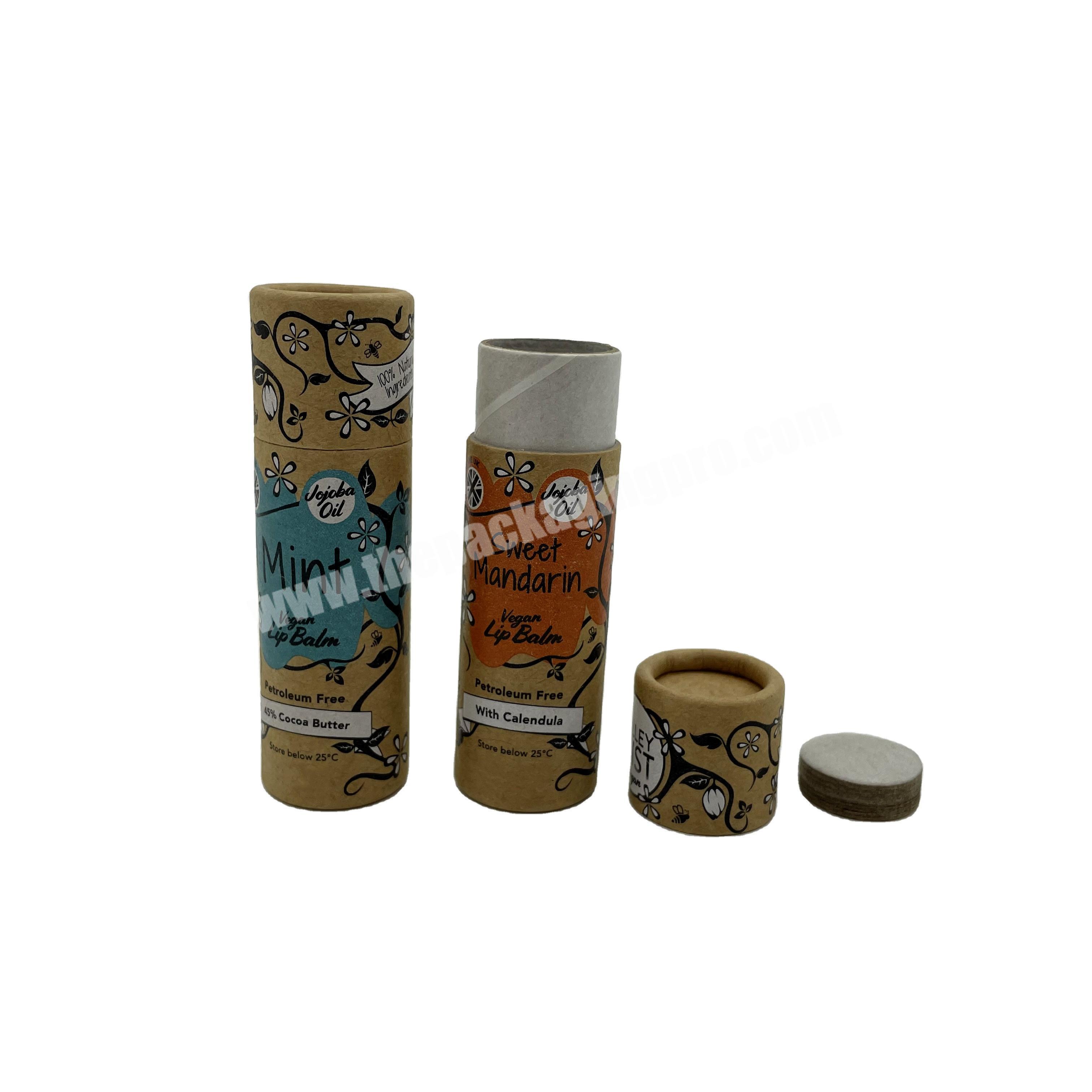 Biodegradable Custom Printed Paper Cardboard Push Up Paper Lip Balm Tube Cosmetic Packaging