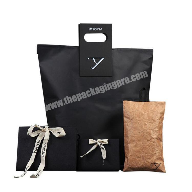 Eco- Friendly Custom Logo Printed Underwear Pajamas  Shopping Packaging Black Brown Craft Paper Bag