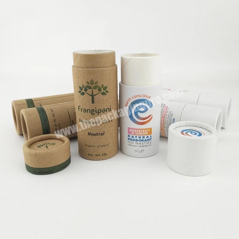 Eco Friendly Deodorant Tube Cardboard 100% Biodegradable Cosmetic Push Up Tubes custom printed logo wholesale 1000pcs/lot