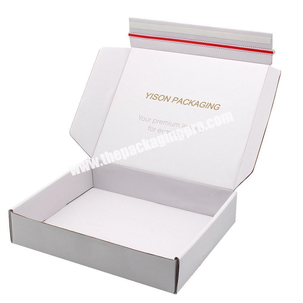 Custom logo printing shipping box zipper side white flat postal box self seal shipping boxes