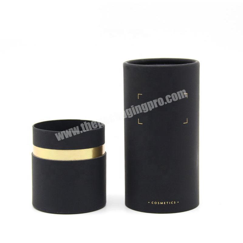 Eco Friendly Wholesale Unique High Quality Black gold stamping Kraft Paper Tube Box Packaging for cosmetic