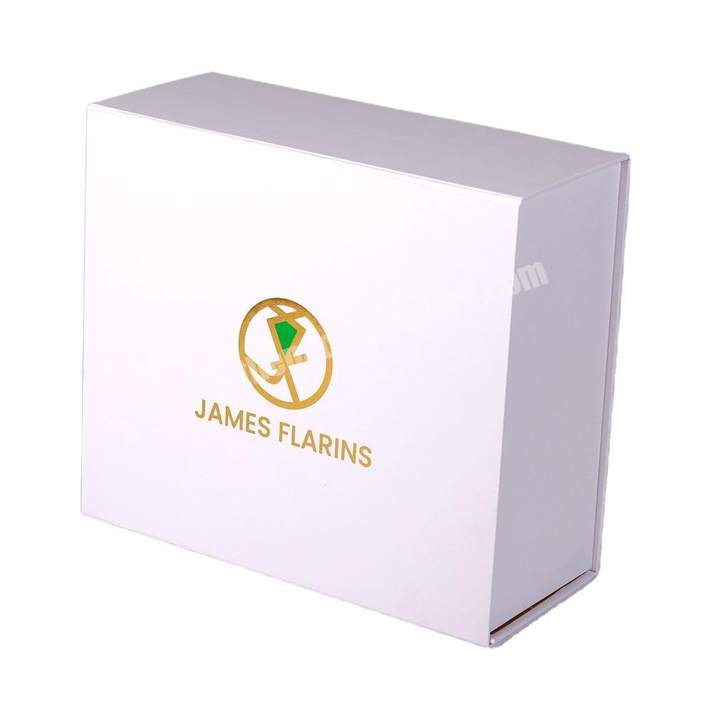 Eco custom made cheap plain gold and white color paper folding gift boxes for clothes