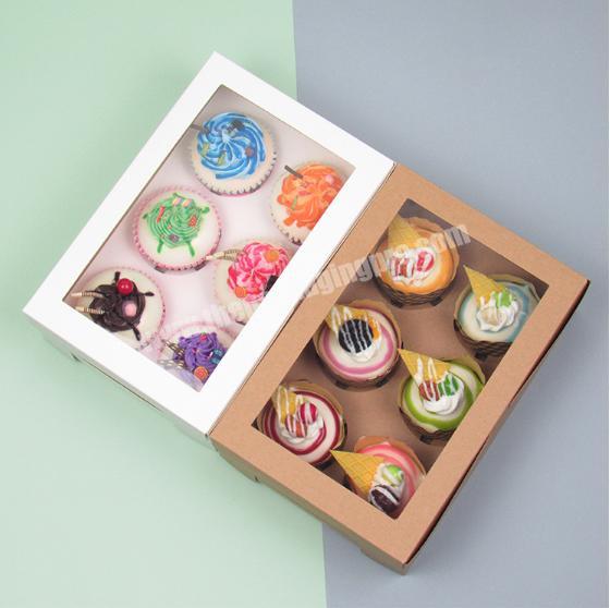 Eco-friendly Biodegradable factory wholesale custom cupcake box with window