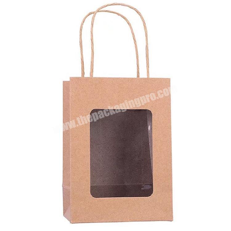 Eco-friendly Manufacturer Printed Kraft Brown Gift Snacks Paper Bag With Window