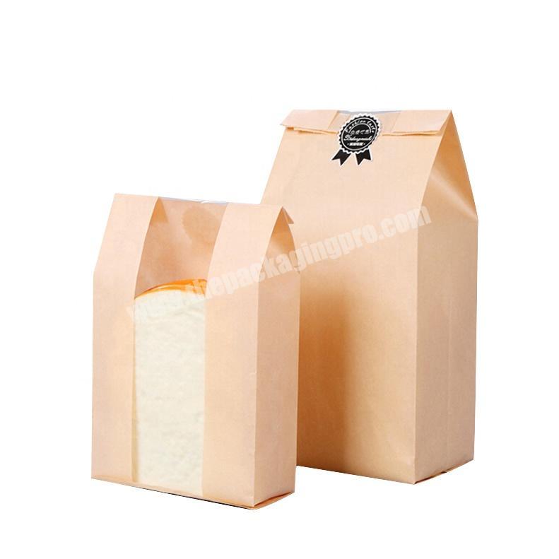 Eco friendly takeaway disposable print kraft paper bread sandwich bag