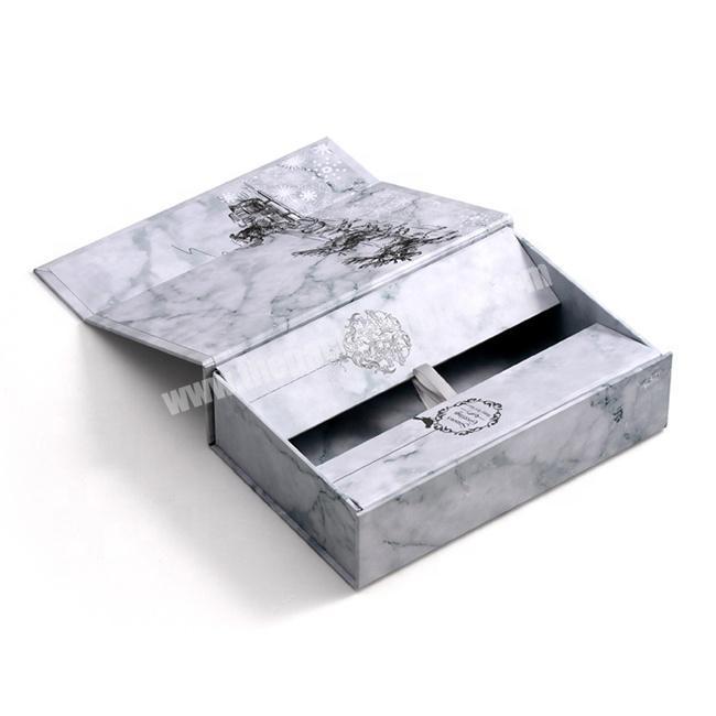 Elegant custom cardboard marble magnetic gift  boxes jewelry packaging