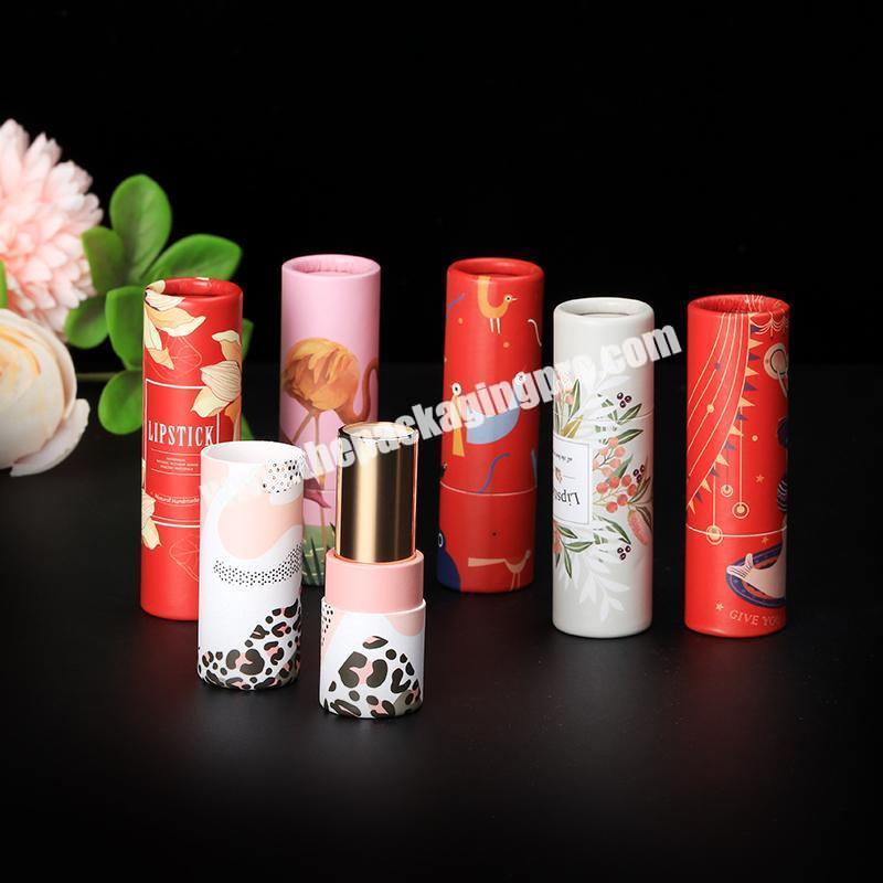 Factory custom cylinder packaging recycled lip balm paper tube empty cardboard lipstick tube