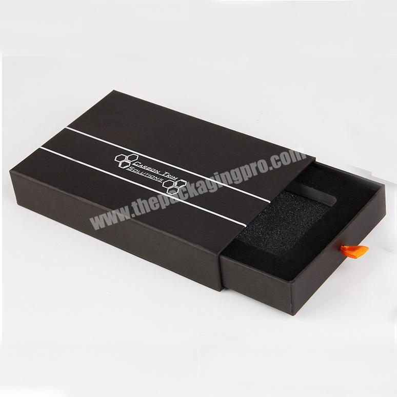 Exclusive custom all black delicate high quality drawer mobile phone box