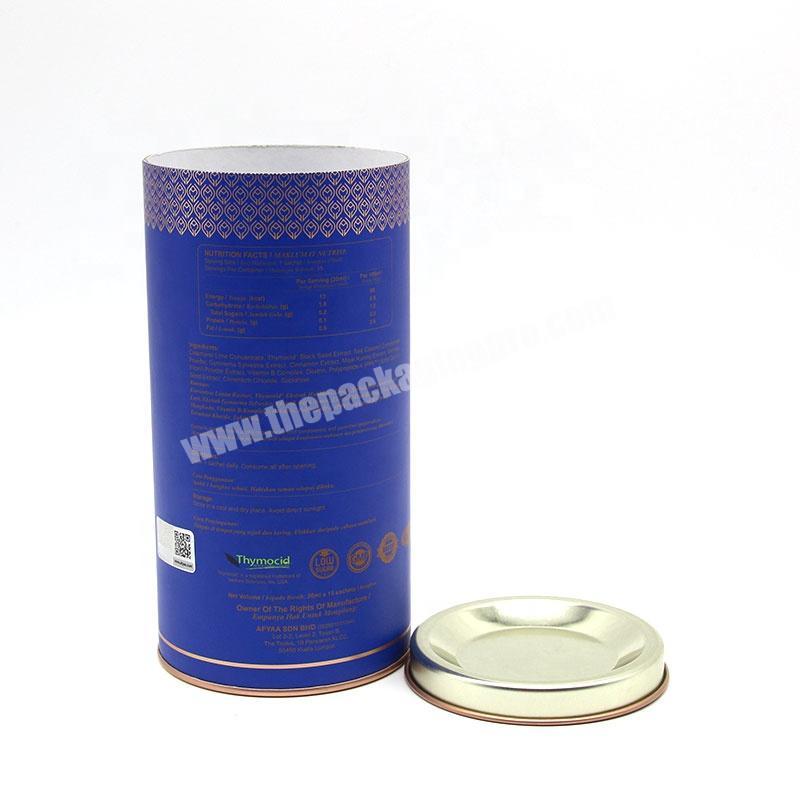 Factory Customized Cosmetics Cylinder Boxes Round Tube Cardboard Tube Paper Packaging Container With Metal Lid